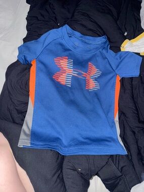 Under Armour Blue Tee with Orange & Gray Accents